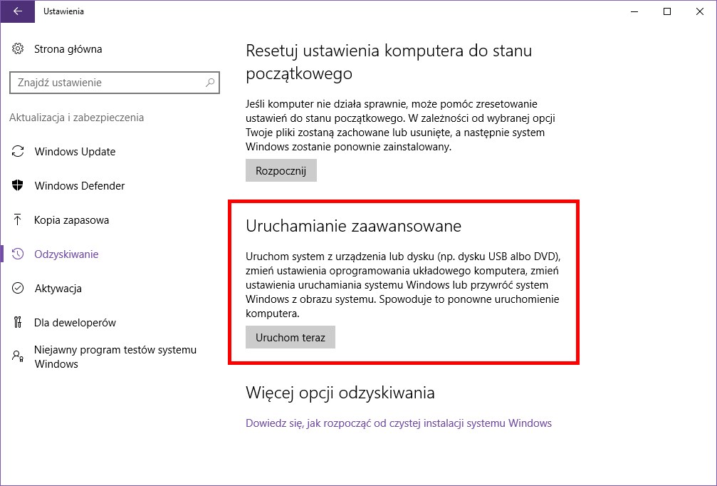 Jak włączyć przywracanie systemu w Windows 10