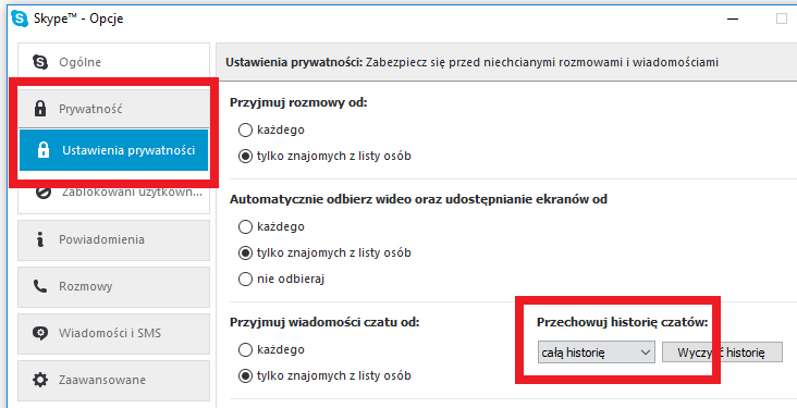 Skype Zapisywanie Historii Rozmow