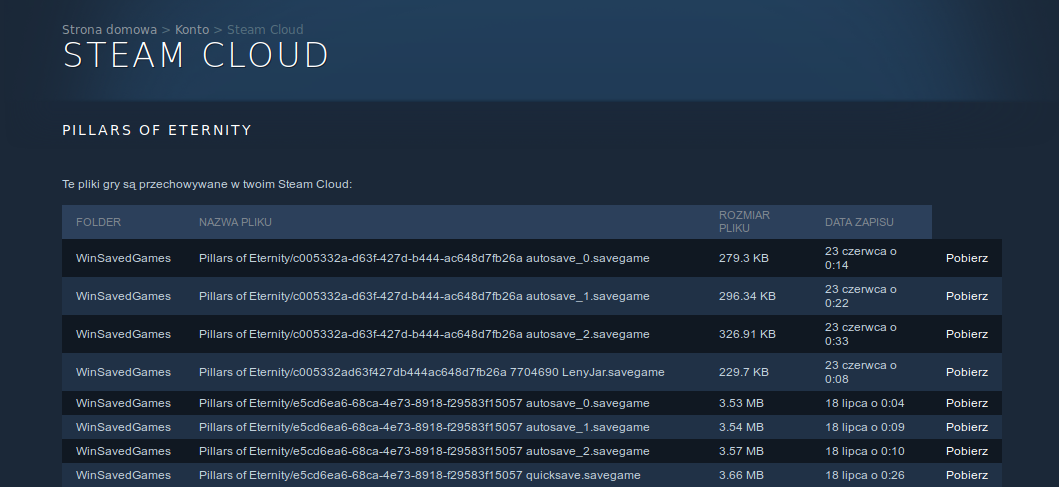 Jak pobrać save'y ze Steam Cloud na dysk PC