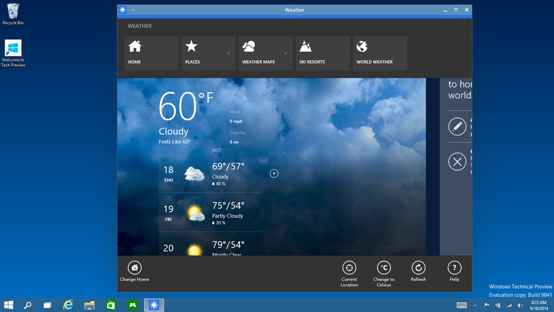 Aplikacja Modern w trybie okienkowym - Windows 10