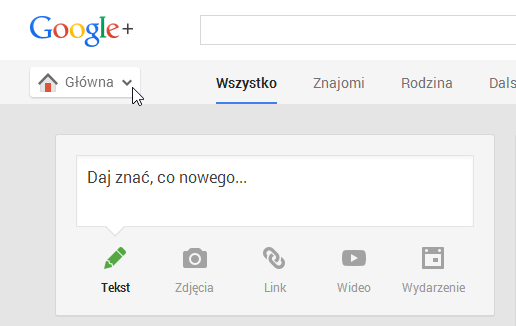 Przechodzenie do ustawień w G+