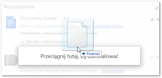 Ręczna instalacja rozszerzenia w Chrome